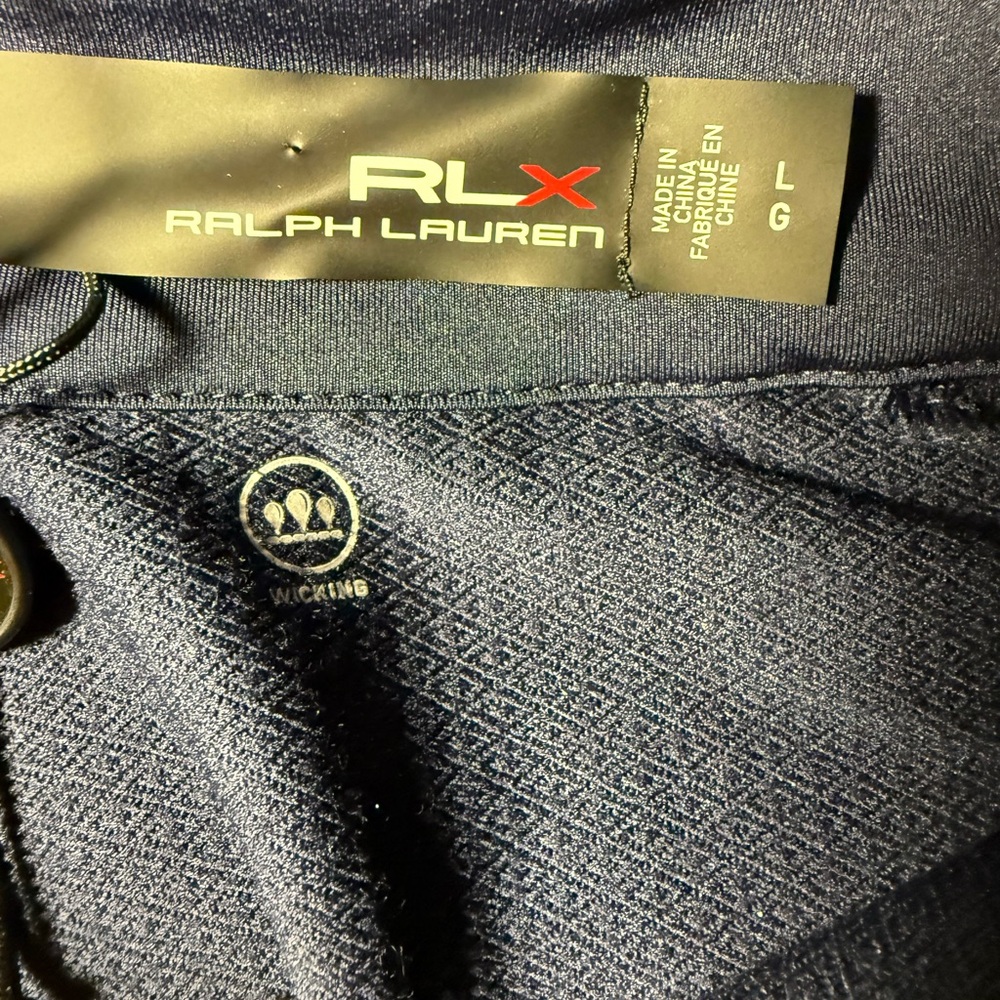 NWT RLX Ralph Lauren Mockneck Techy Terry French Navy Mens L Golf 1/2 Zip $188 - Picture 5 of 8